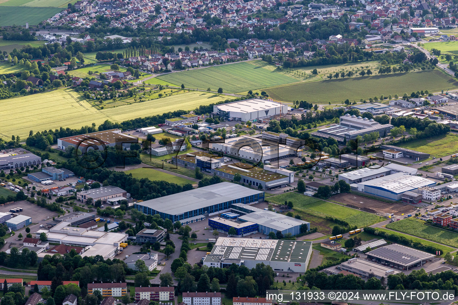 Oblique view of Weingarten bei Ravensburg in the state Baden-Wuerttemberg, Germany