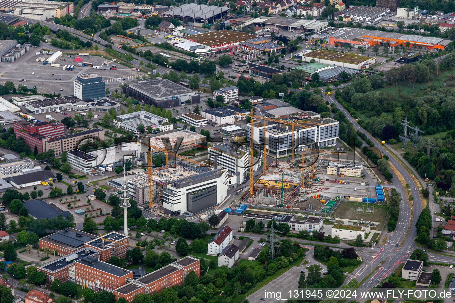 Aerial view of Vetter Pharma Manufacturing GmbH & Co. KG in Ravensburg in the state Baden-Wuerttemberg, Germany