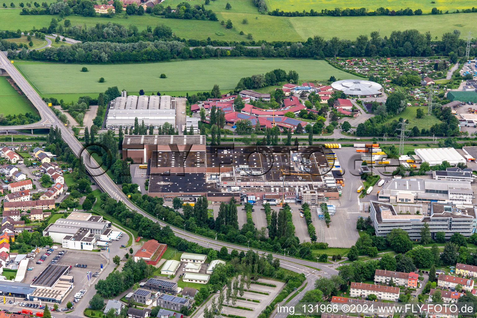 Aerial view of Ravensburger AG Liebenau Vocational Training Centre gGmbH in the district Weißenau in Ravensburg in the state Baden-Wuerttemberg, Germany