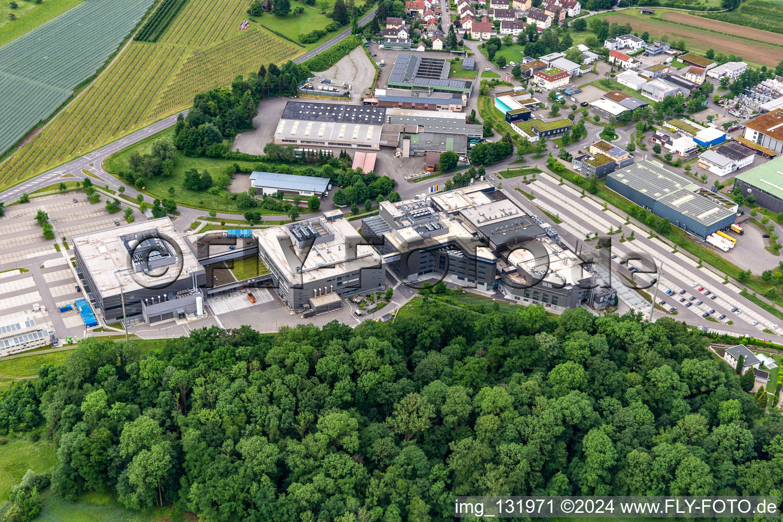 Aerial photograpy of Vetter Pharma GmbH & Co. KG in Ravensburg in the state Baden-Wuerttemberg, Germany