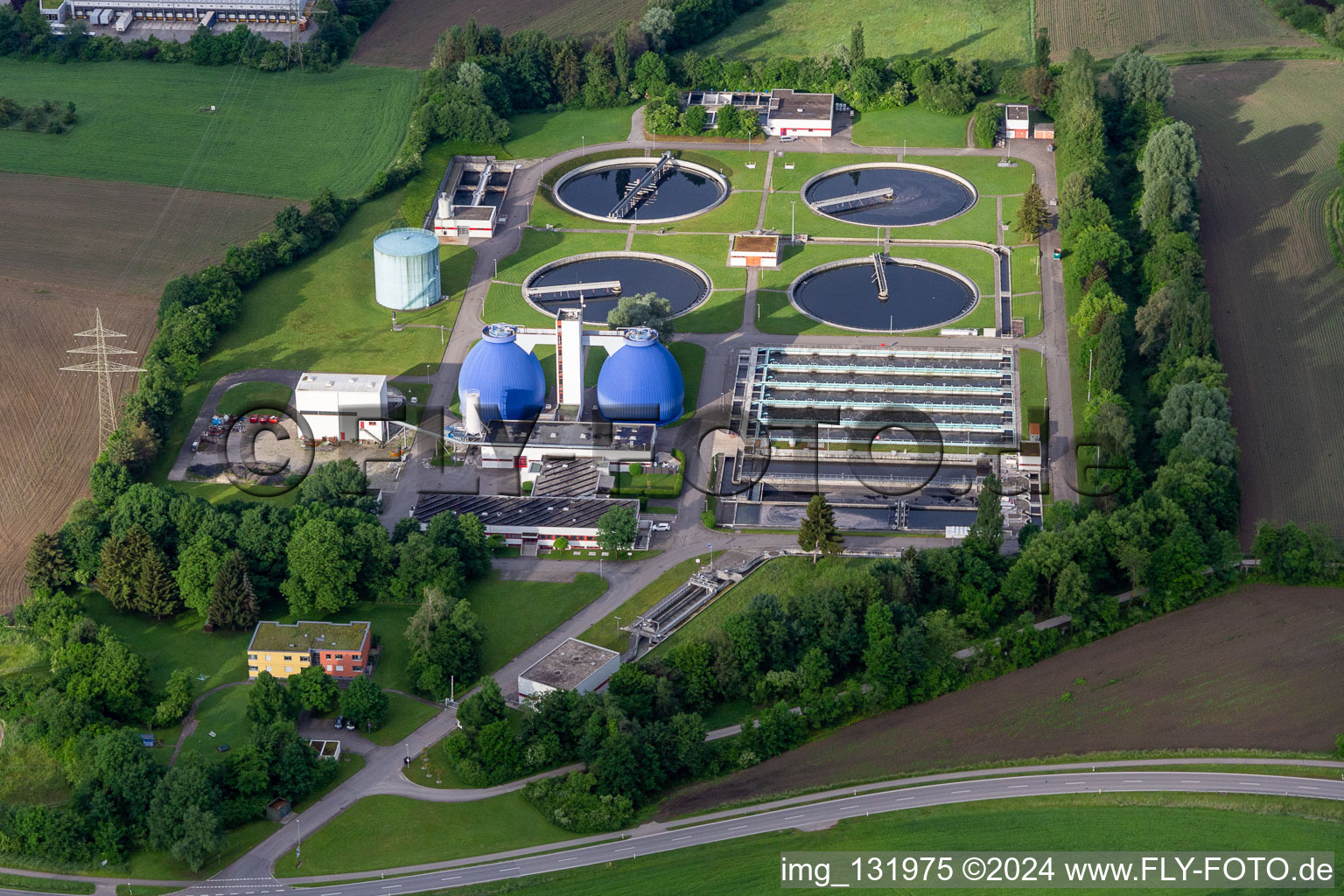 Langwiese sewage treatment plant in the district Oberzell in Ravensburg in the state Baden-Wuerttemberg, Germany