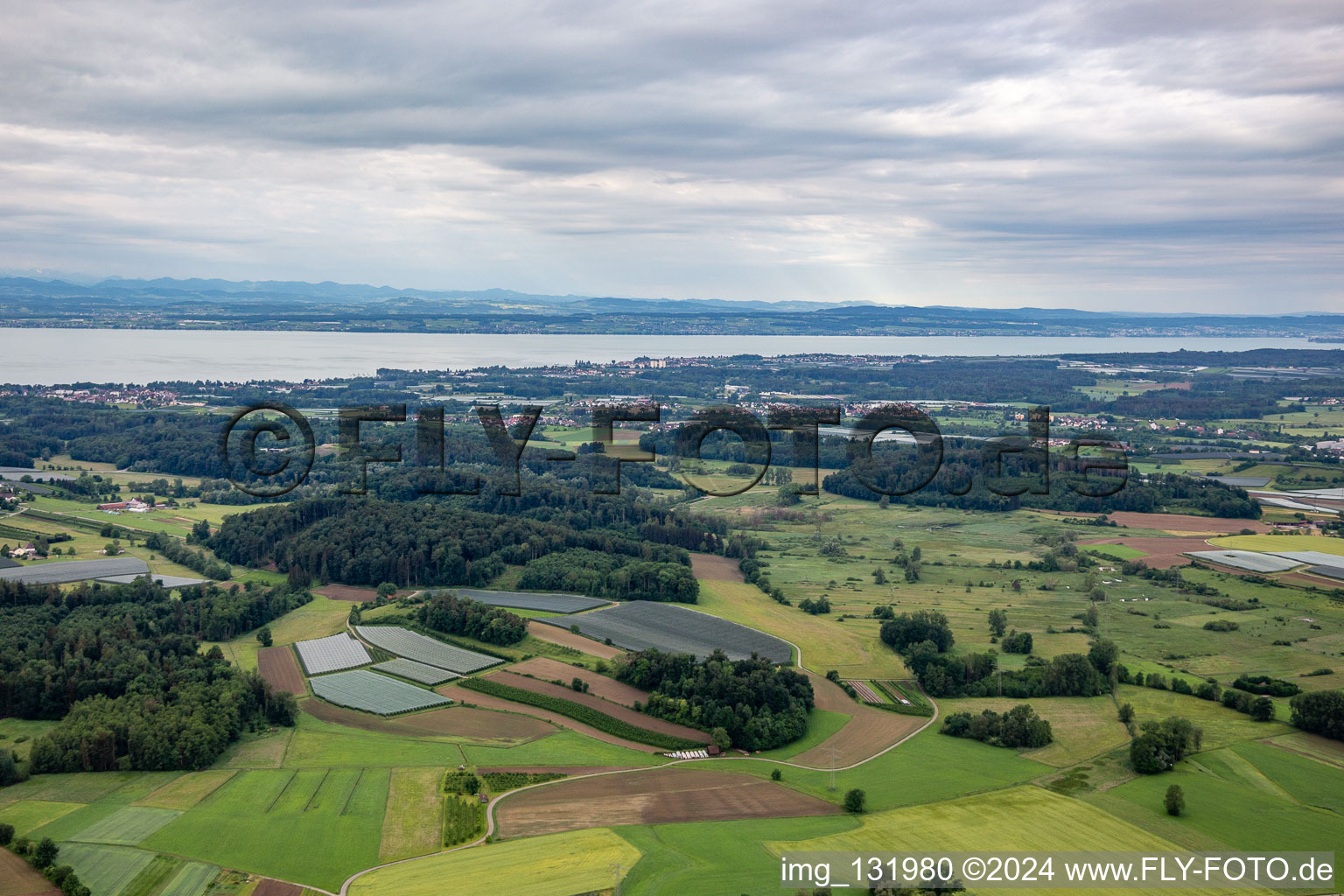 Lake Constance panorama from in the district Manzell in Friedrichshafen in the state Baden-Wuerttemberg, Germany