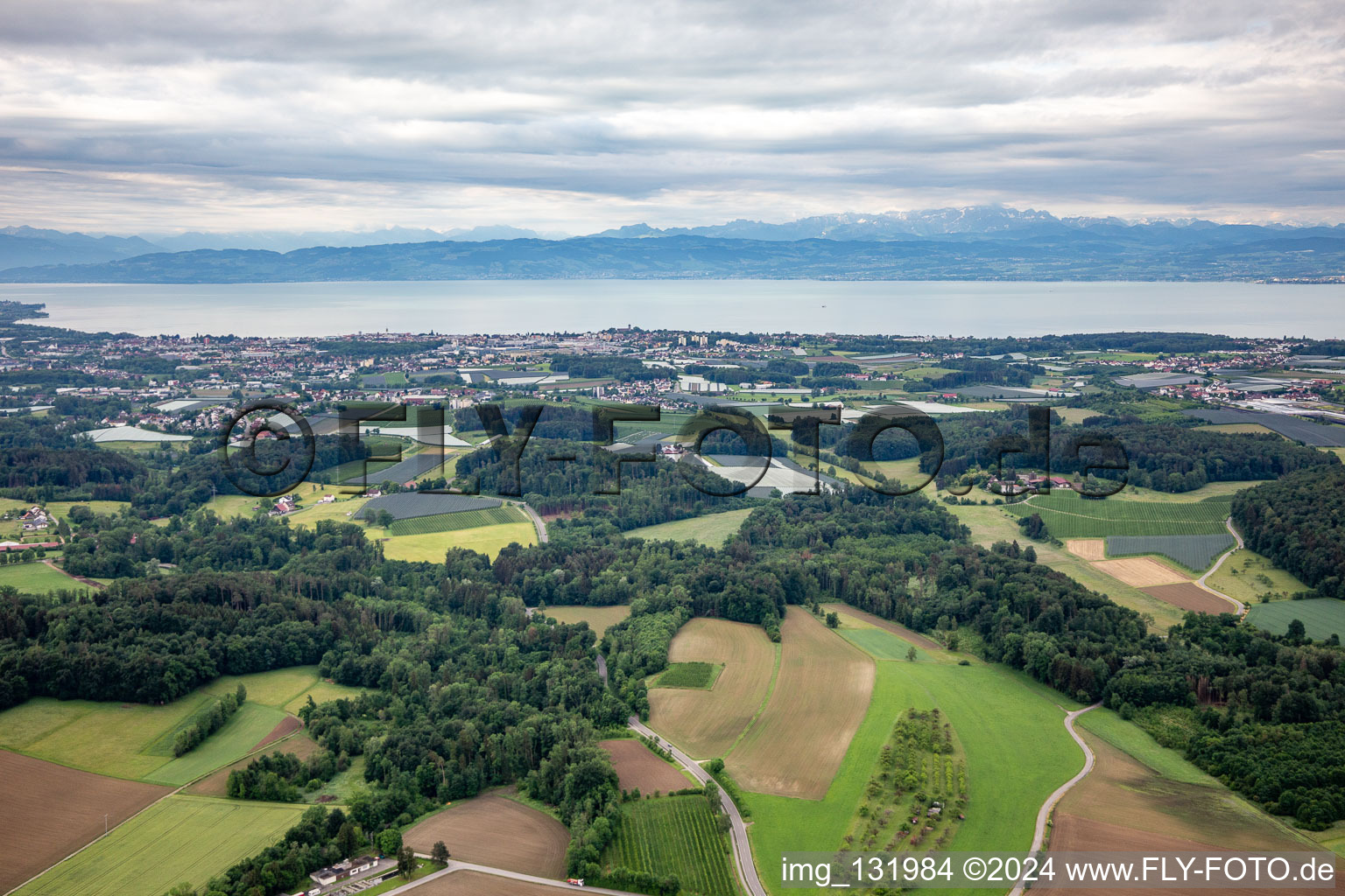 Lake Constance panorama from Friedrichshafen in the district Windhag in Friedrichshafen in the state Baden-Wuerttemberg, Germany