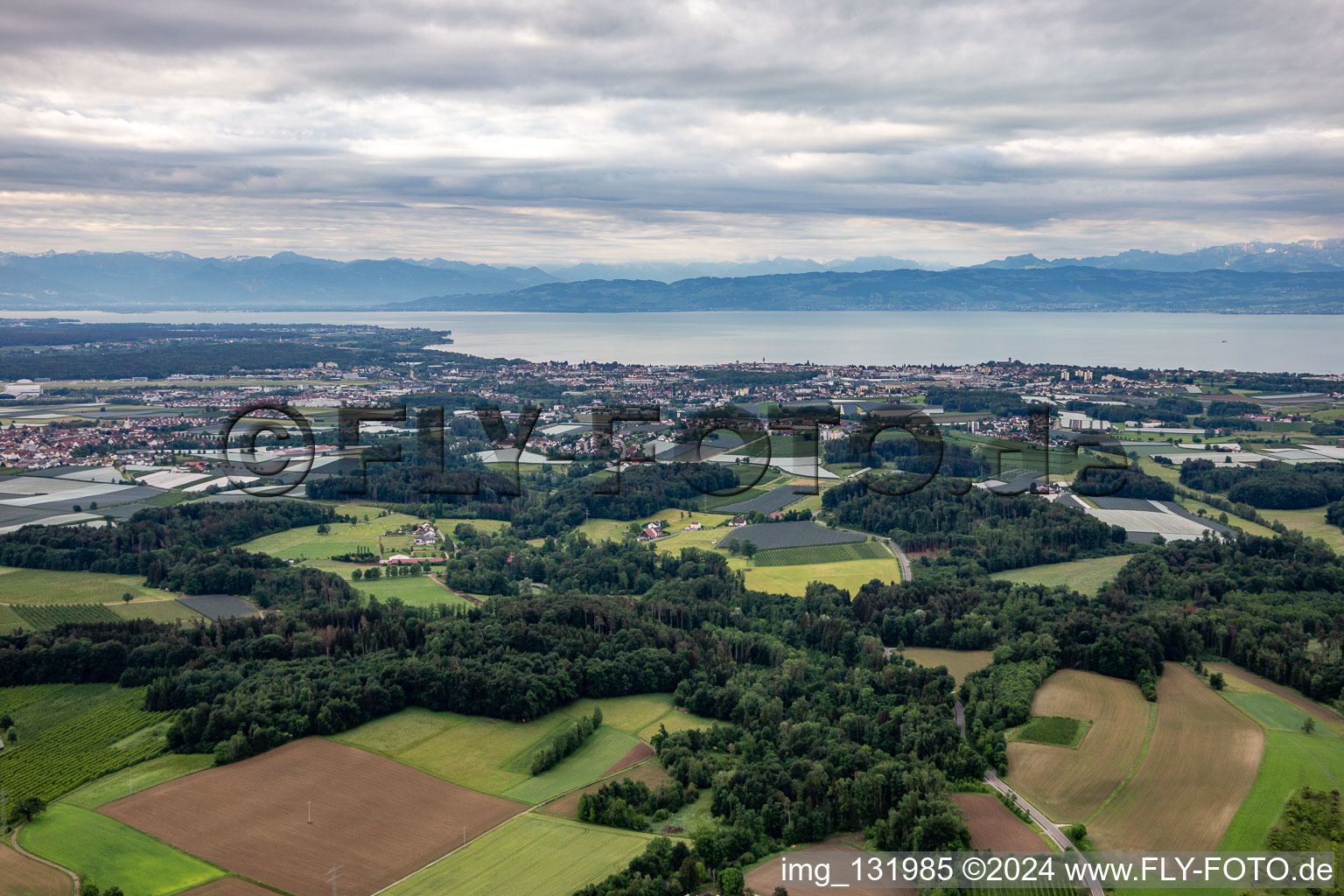 Lake Constance panorama from Friedrichshafen in the district Jettenhausen in Friedrichshafen in the state Baden-Wuerttemberg, Germany