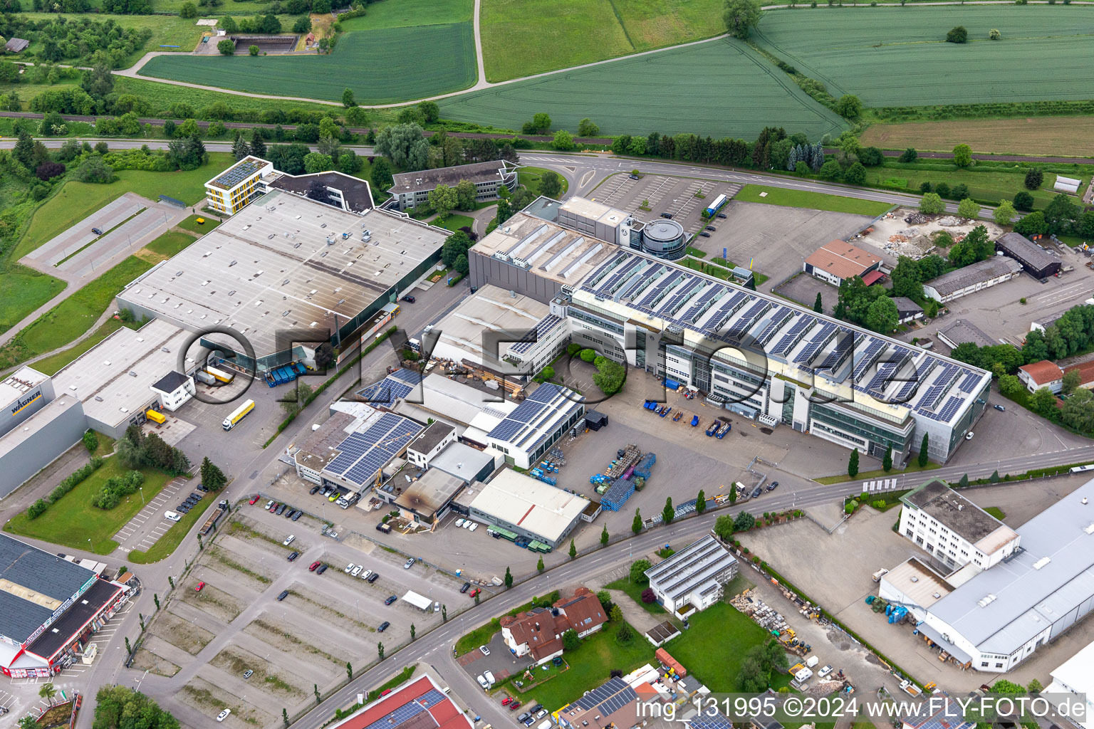 Aerial view of Albert Weber GmbH in the district Bergheim in Markdorf in the state Baden-Wuerttemberg, Germany