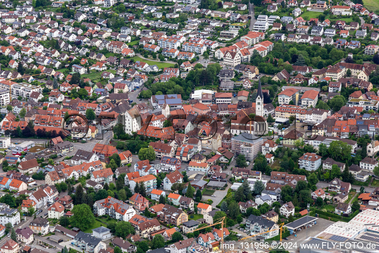 Aerial view of Markdorf in the state Baden-Wuerttemberg, Germany