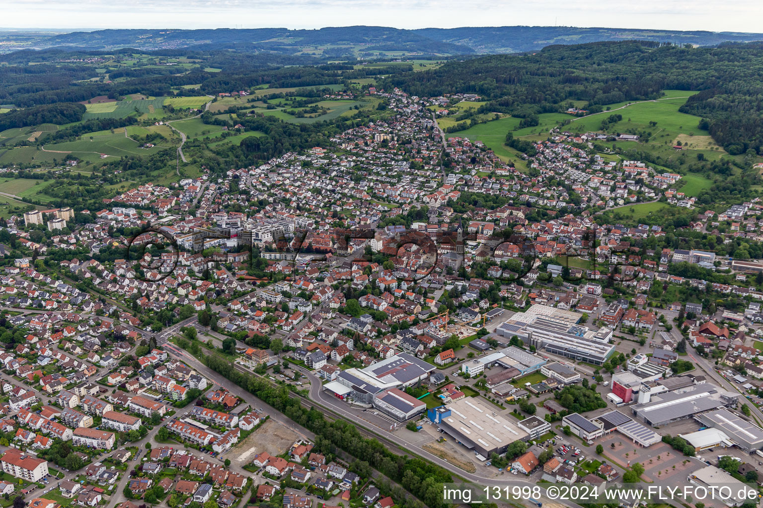 Aerial view of District Möggenweiler in Markdorf in the state Baden-Wuerttemberg, Germany