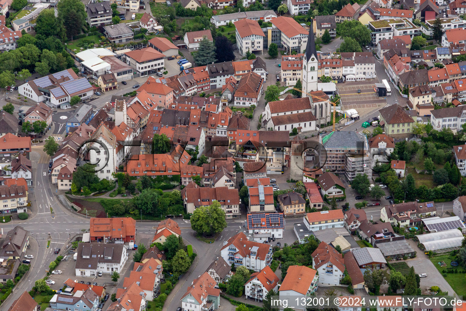 Town Hall Markdorf and Church of St. Nicholas in Markdorf in the state Baden-Wuerttemberg, Germany