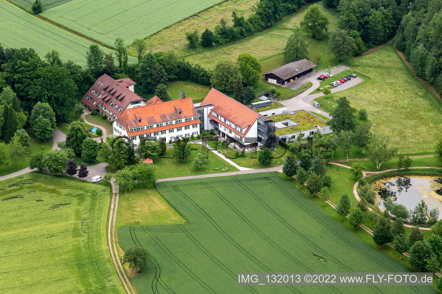 Aerial view of Wespach retirement and nursing home in Salem in the state Baden-Wuerttemberg, Germany