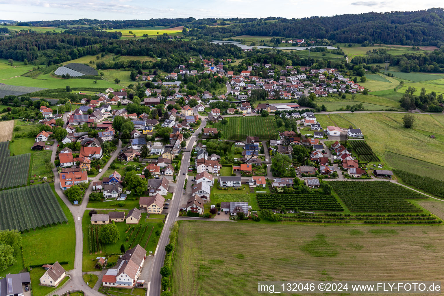 Aerial view of District Altheim in Frickingen in the state Baden-Wuerttemberg, Germany