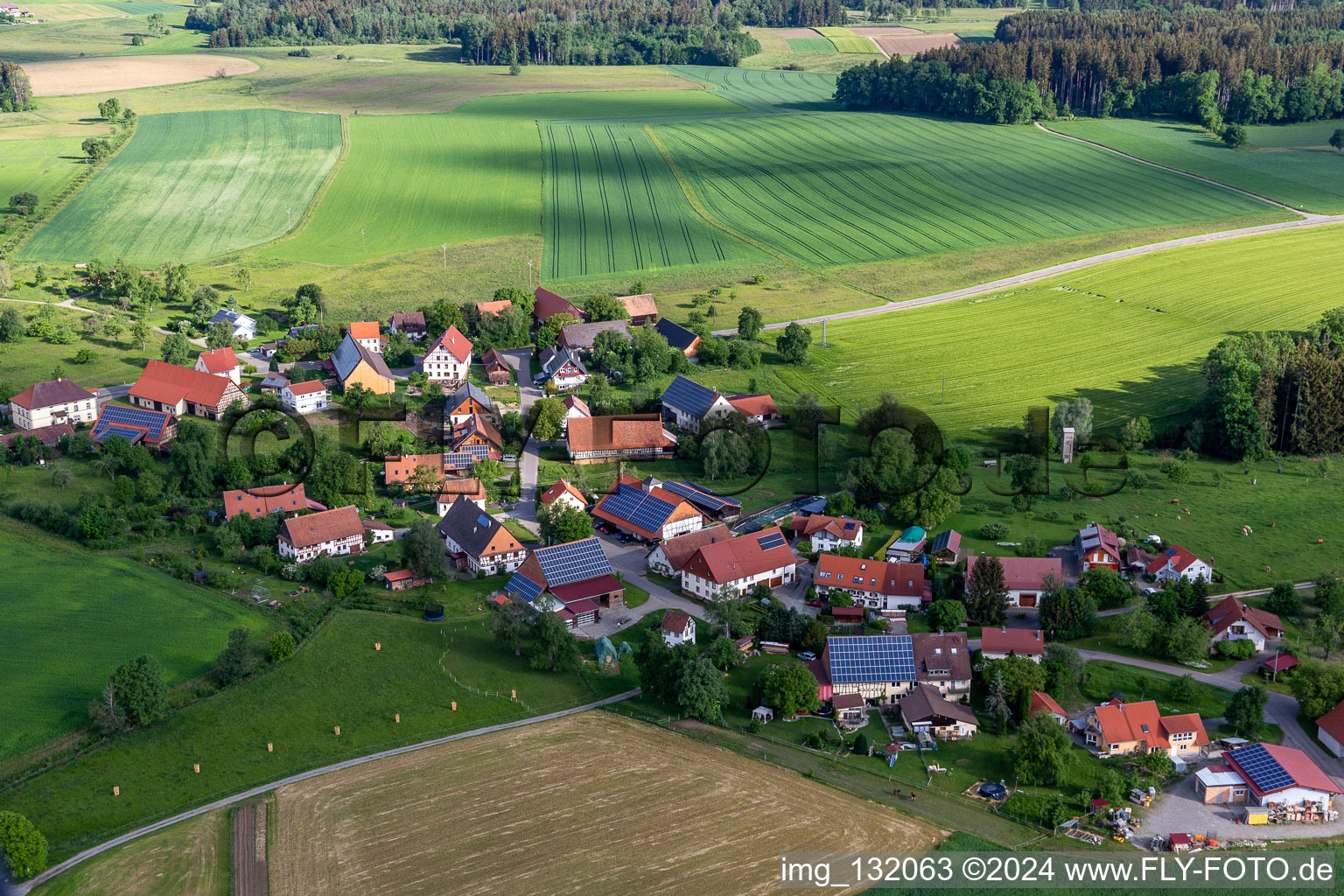 Oblique view of District Herdwangen in Herdwangen-Schönach in the state Baden-Wuerttemberg, Germany