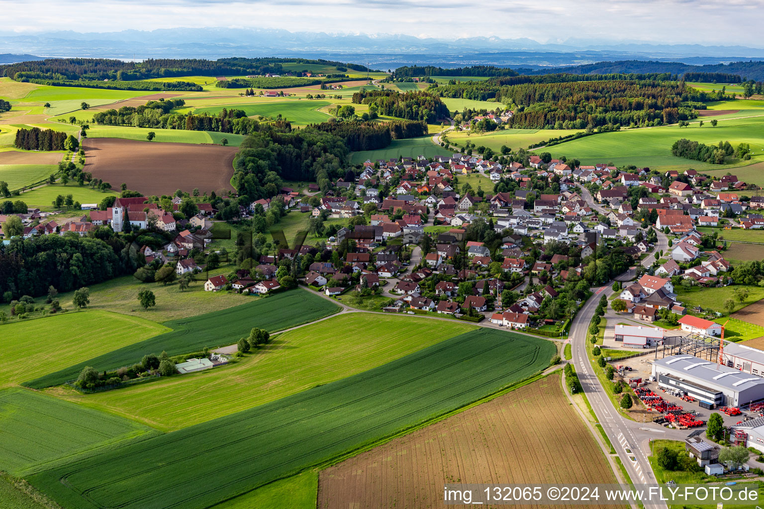 District Herdwangen in Herdwangen-Schönach in the state Baden-Wuerttemberg, Germany from above