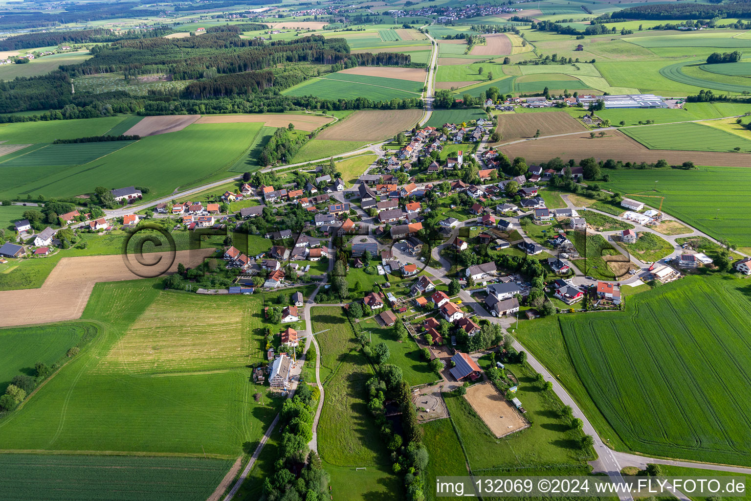 Aerial view of District Sentenhart in Wald in the state Baden-Wuerttemberg, Germany