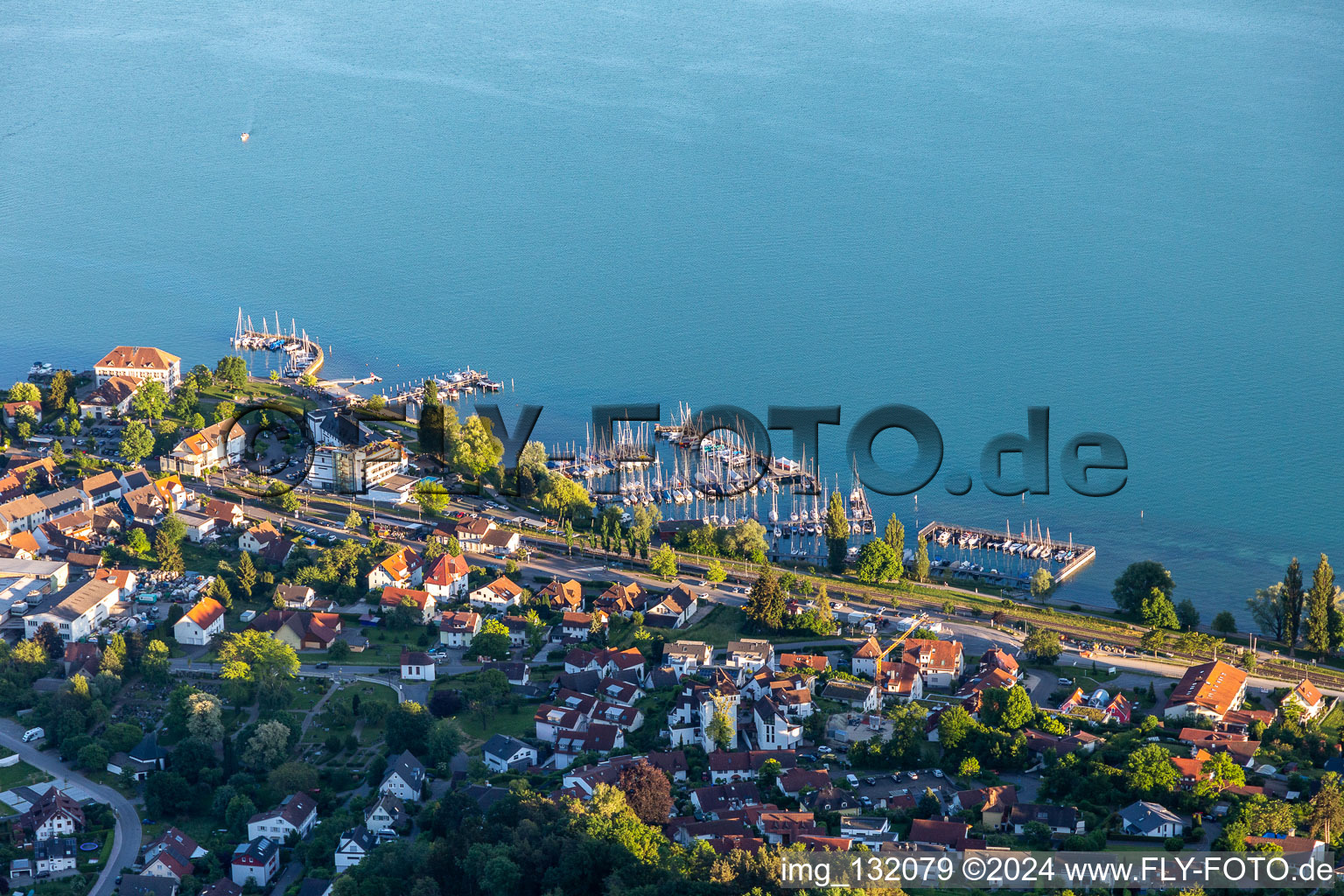 Waterfront promenade and yacht dock in the district Ludwigshafen in Bodman-Ludwigshafen in the state Baden-Wuerttemberg, Germany