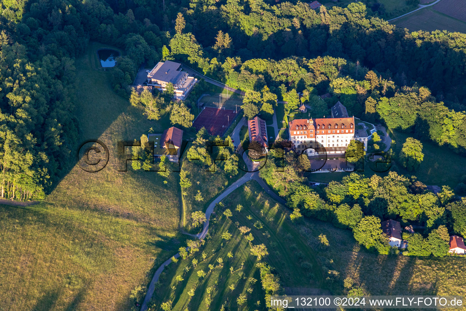 Aerial view of Salem International College - Spetzgart Castle in Überlingen in the state Baden-Wuerttemberg, Germany