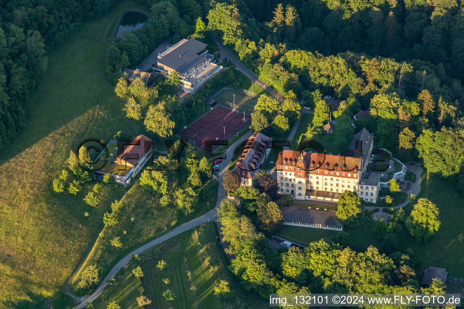 Aerial photograpy of Salem International College - Spetzgart Castle in Überlingen in the state Baden-Wuerttemberg, Germany