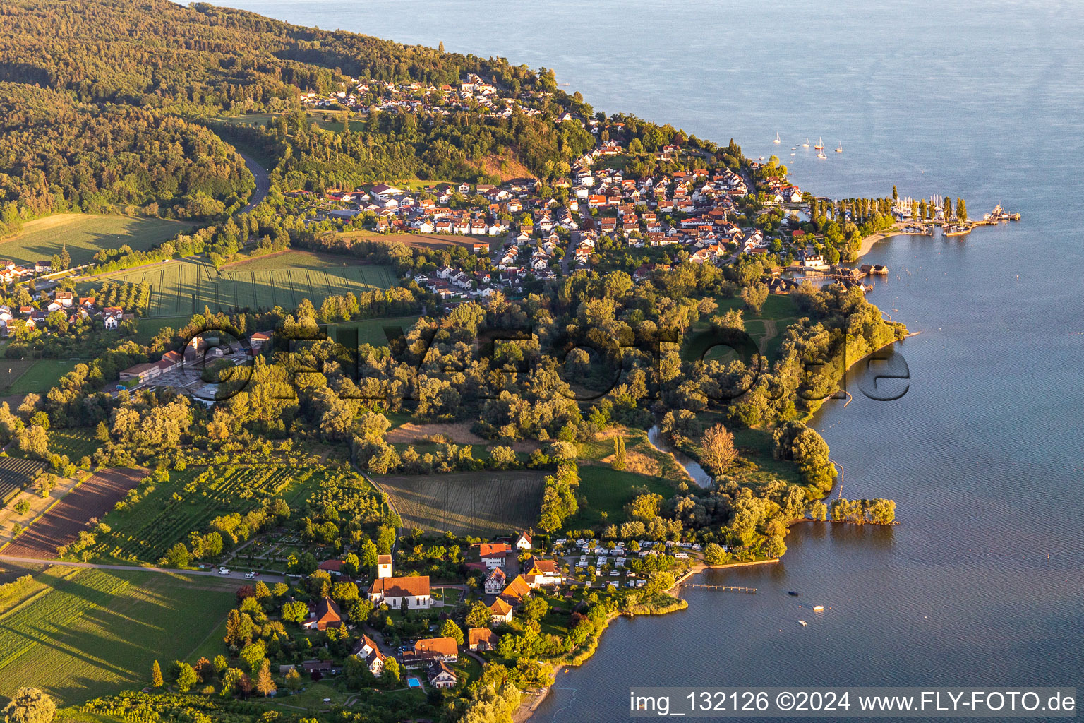 Aerial view of District Unteruhldingen in Uhldingen-Mühlhofen in the state Baden-Wuerttemberg, Germany