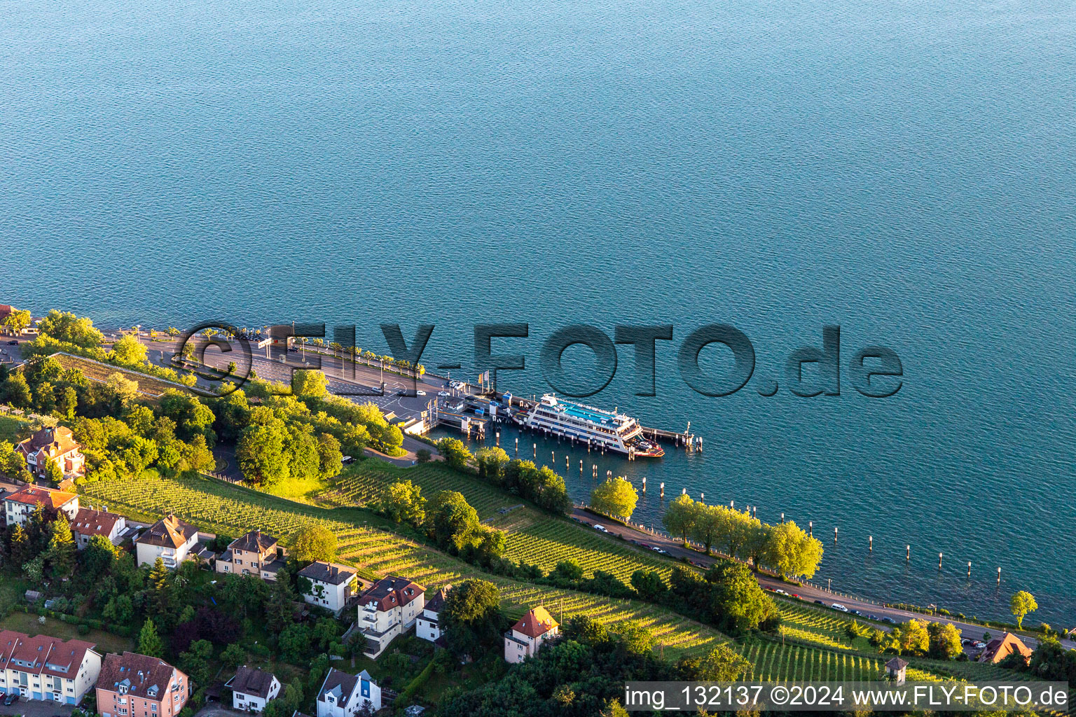 Ferry Meersburg-Constance (harbor Meersburg) in Meersburg in the state Baden-Wuerttemberg, Germany