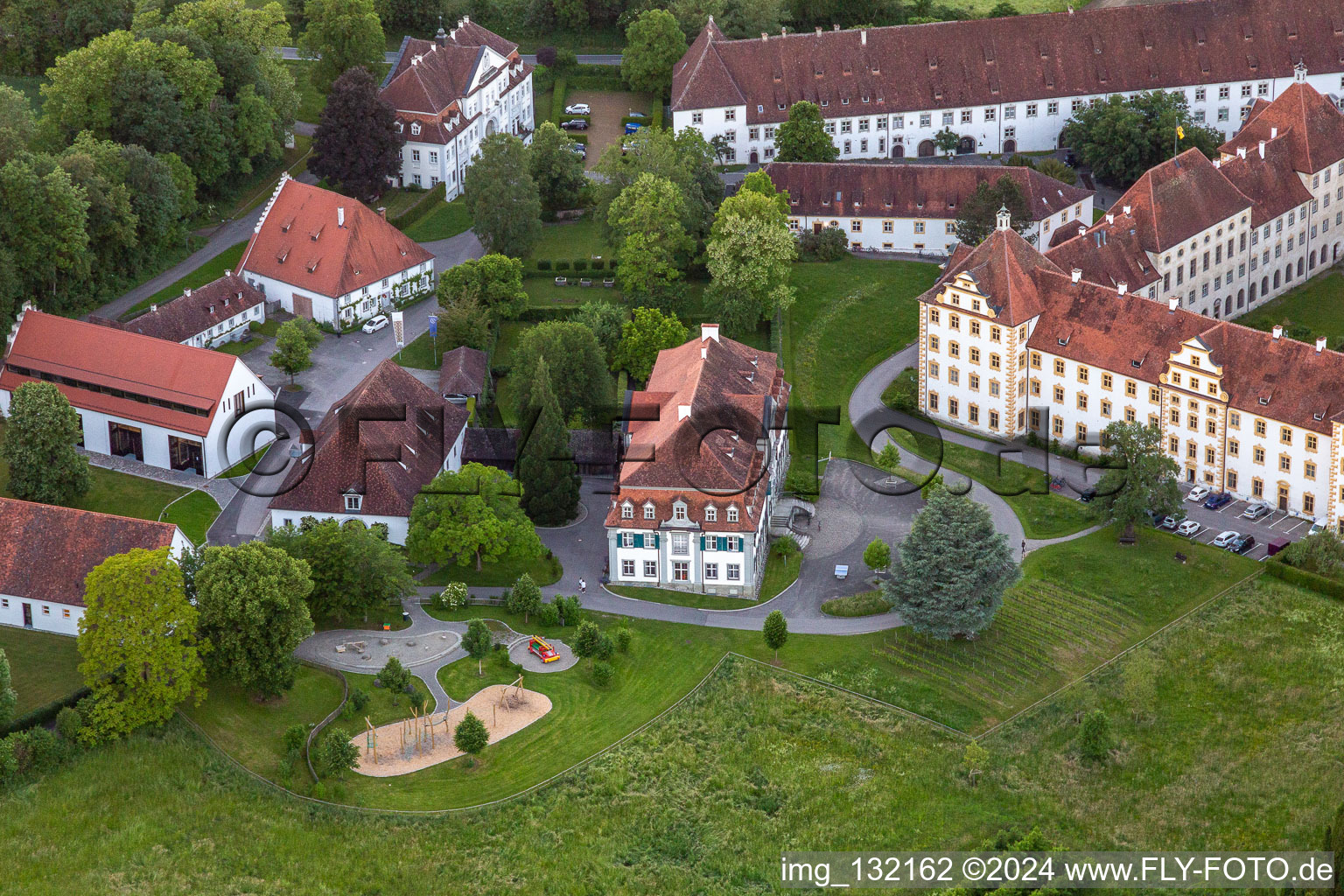 Aerial view of School Castle Salem in the district Stefansfeld in Salem in the state Baden-Wuerttemberg, Germany