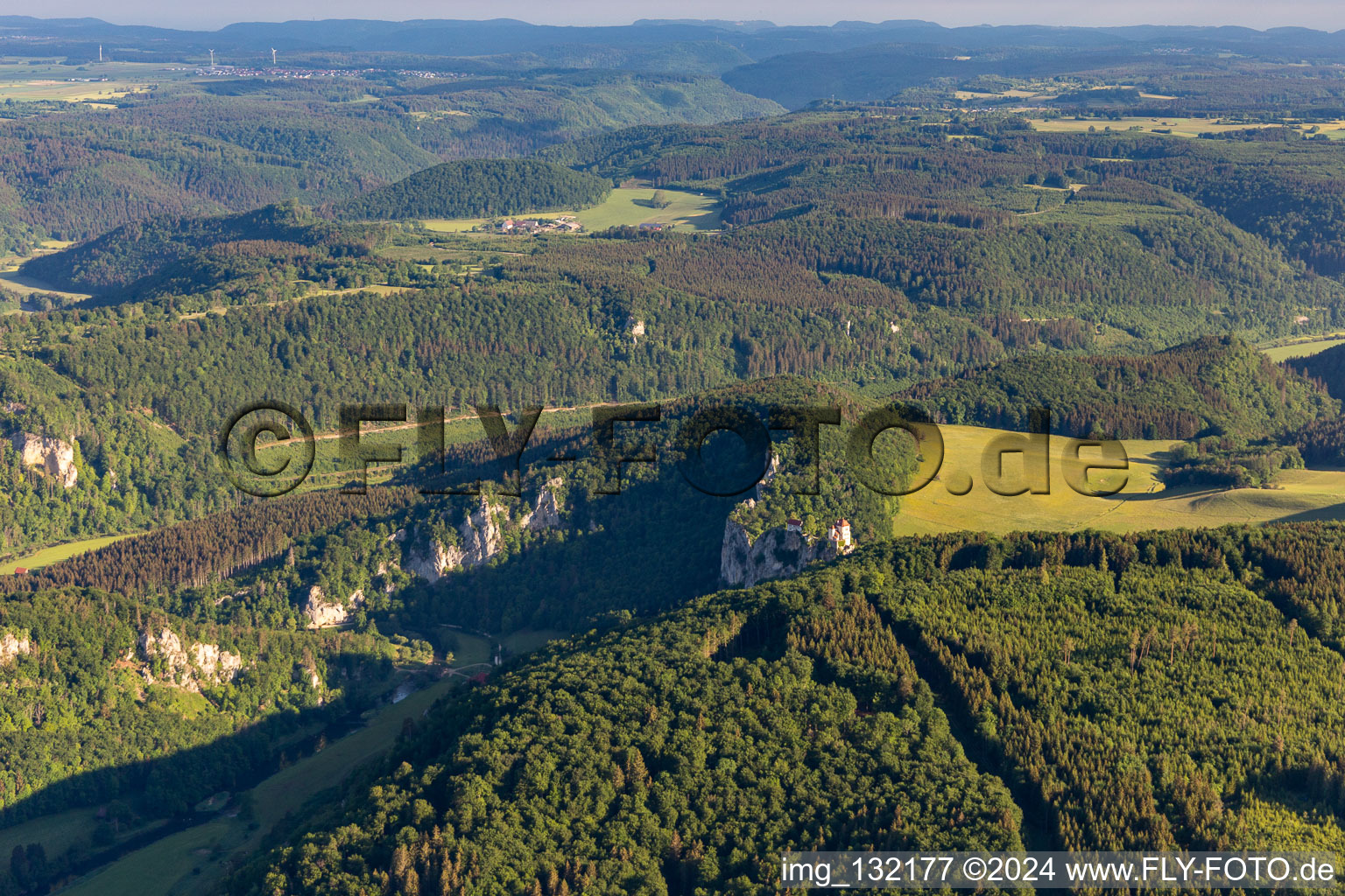 Oblique view of Bronnen Castle in Fridingen an der Donau in the state Baden-Wuerttemberg, Germany