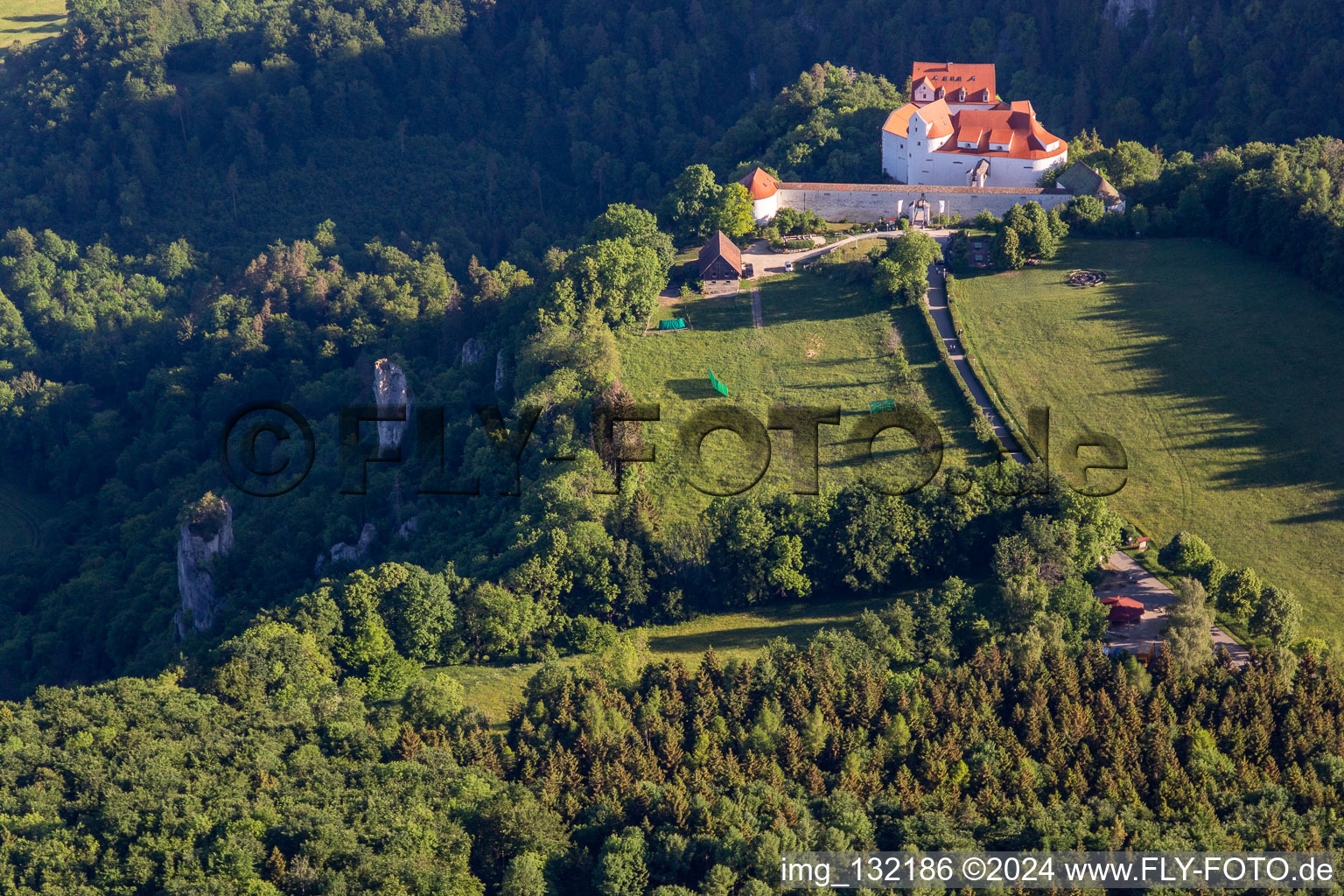 Bronnen Castle in Fridingen an der Donau in the state Baden-Wuerttemberg, Germany out of the air