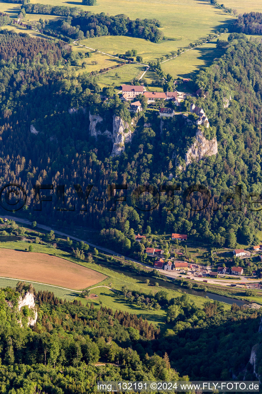 Aerial photograpy of DJH Youth Hostel Burg Wildenstein in Leibertingen in the state Baden-Wuerttemberg, Germany