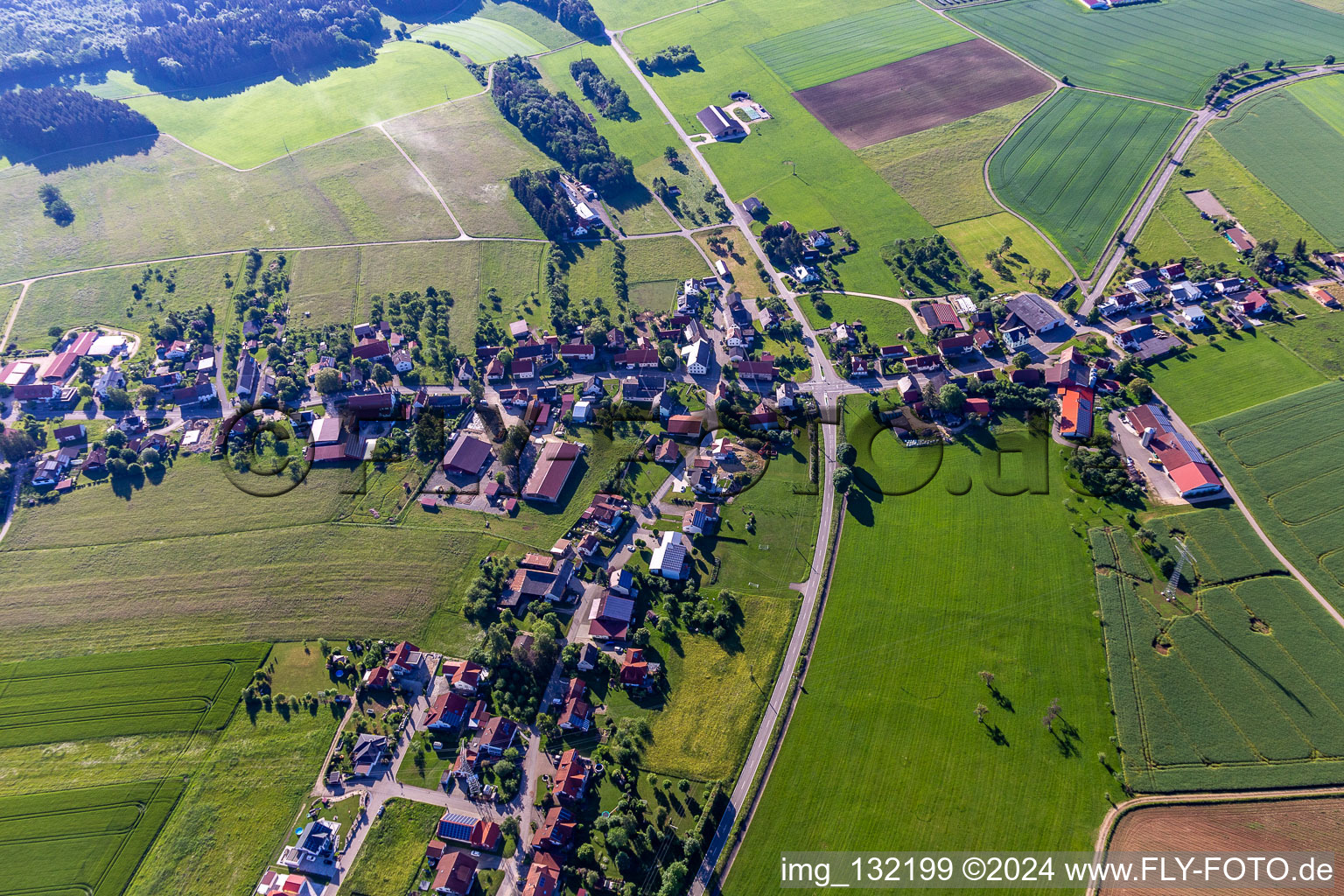 Aerial view of District Langenhart in Meßkirch in the state Baden-Wuerttemberg, Germany