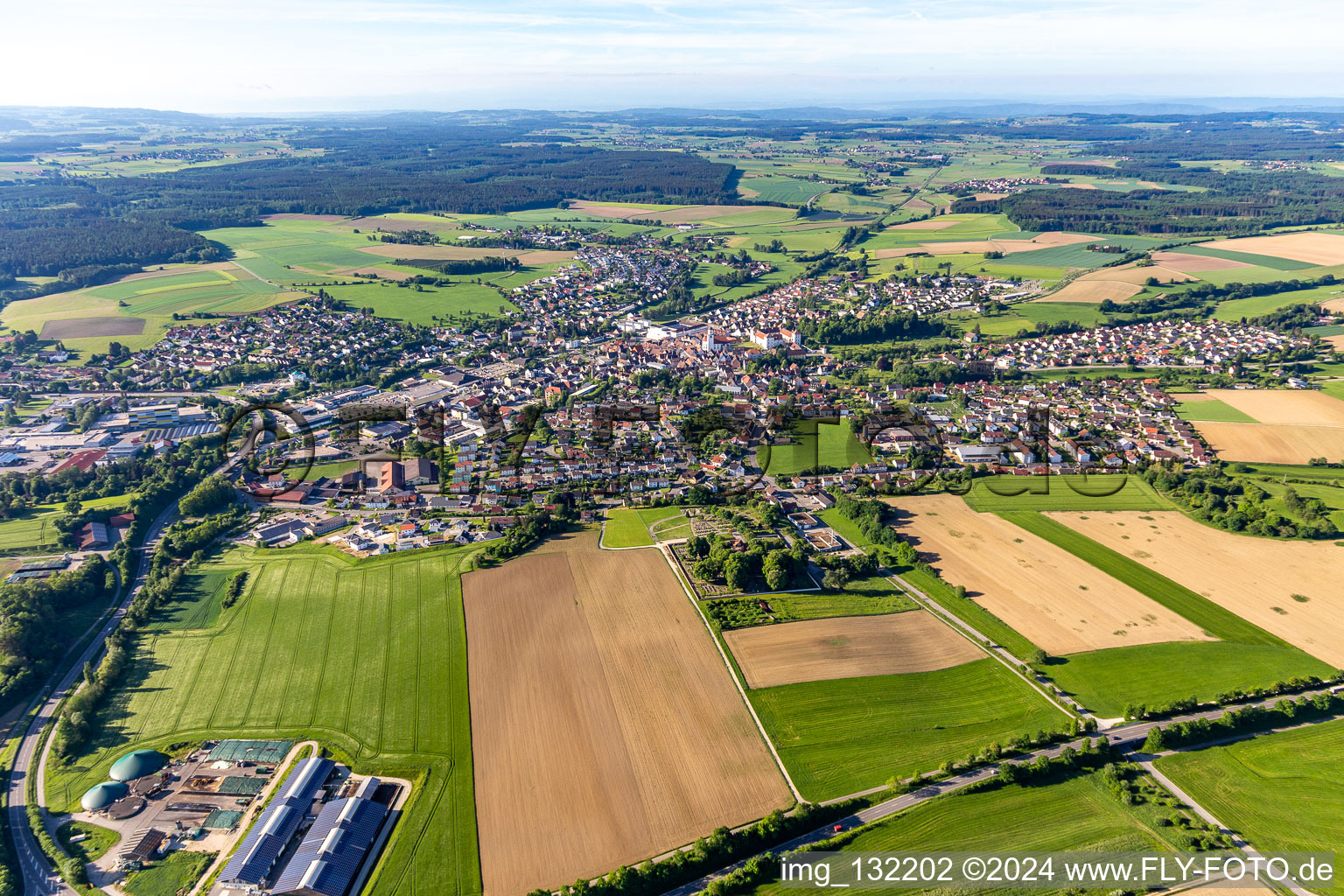 Drone image of Meßkirch in the state Baden-Wuerttemberg, Germany