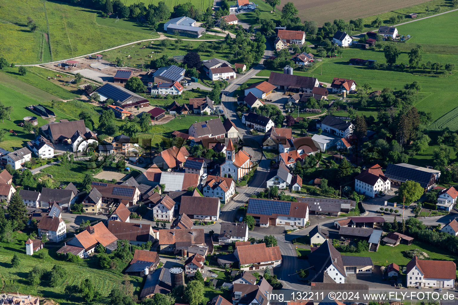 Aerial photograpy of District Heudorf in Meßkirch in the state Baden-Wuerttemberg, Germany