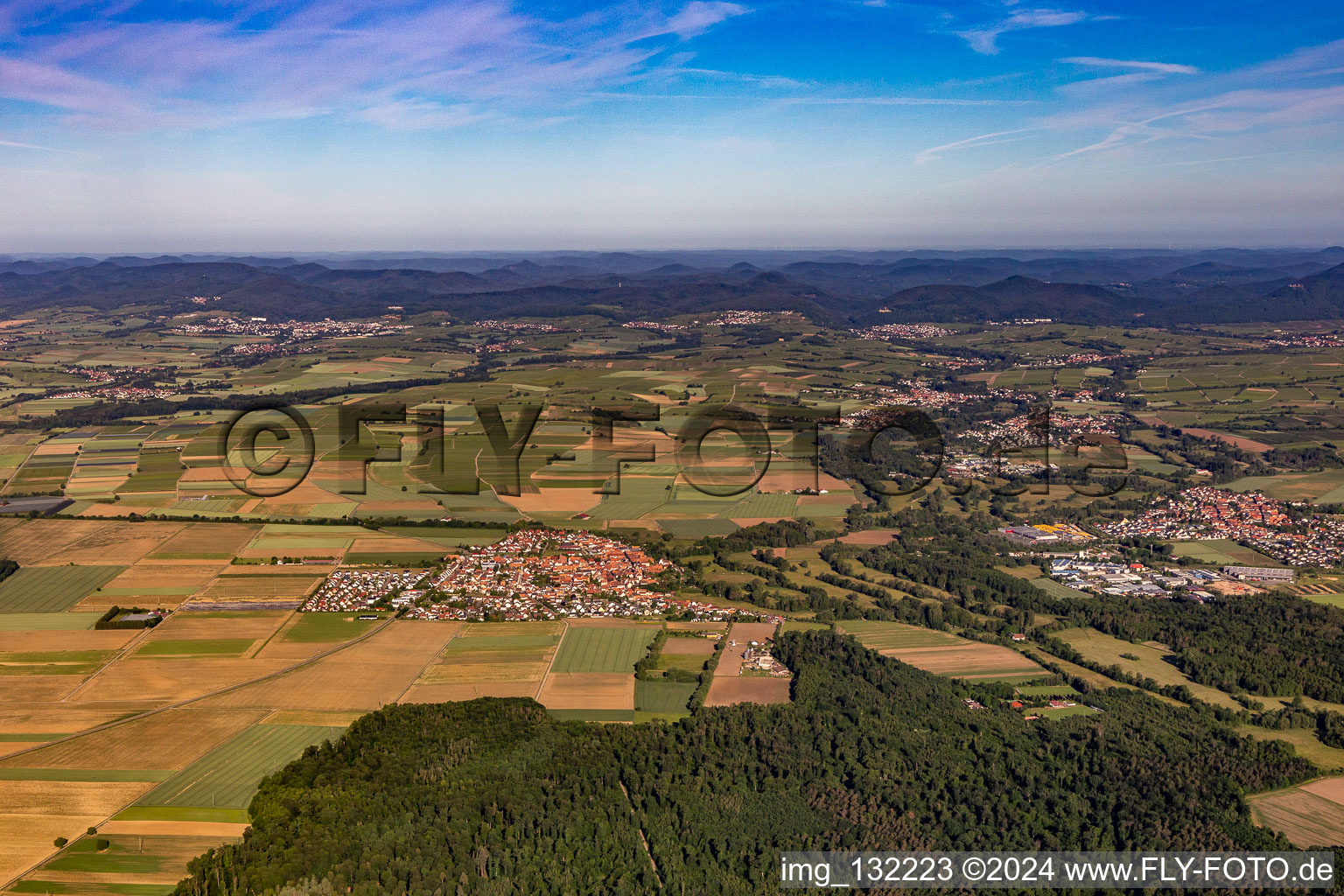 Aerial photograpy of Southern Palatinate Panorama Klingbachtal in Rohrbach in the state Rhineland-Palatinate, Germany