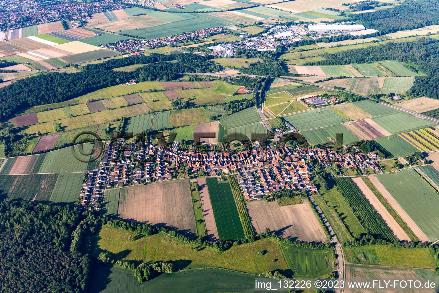 Aerial photograpy of Erlenbach bei Kandel in the state Rhineland-Palatinate, Germany