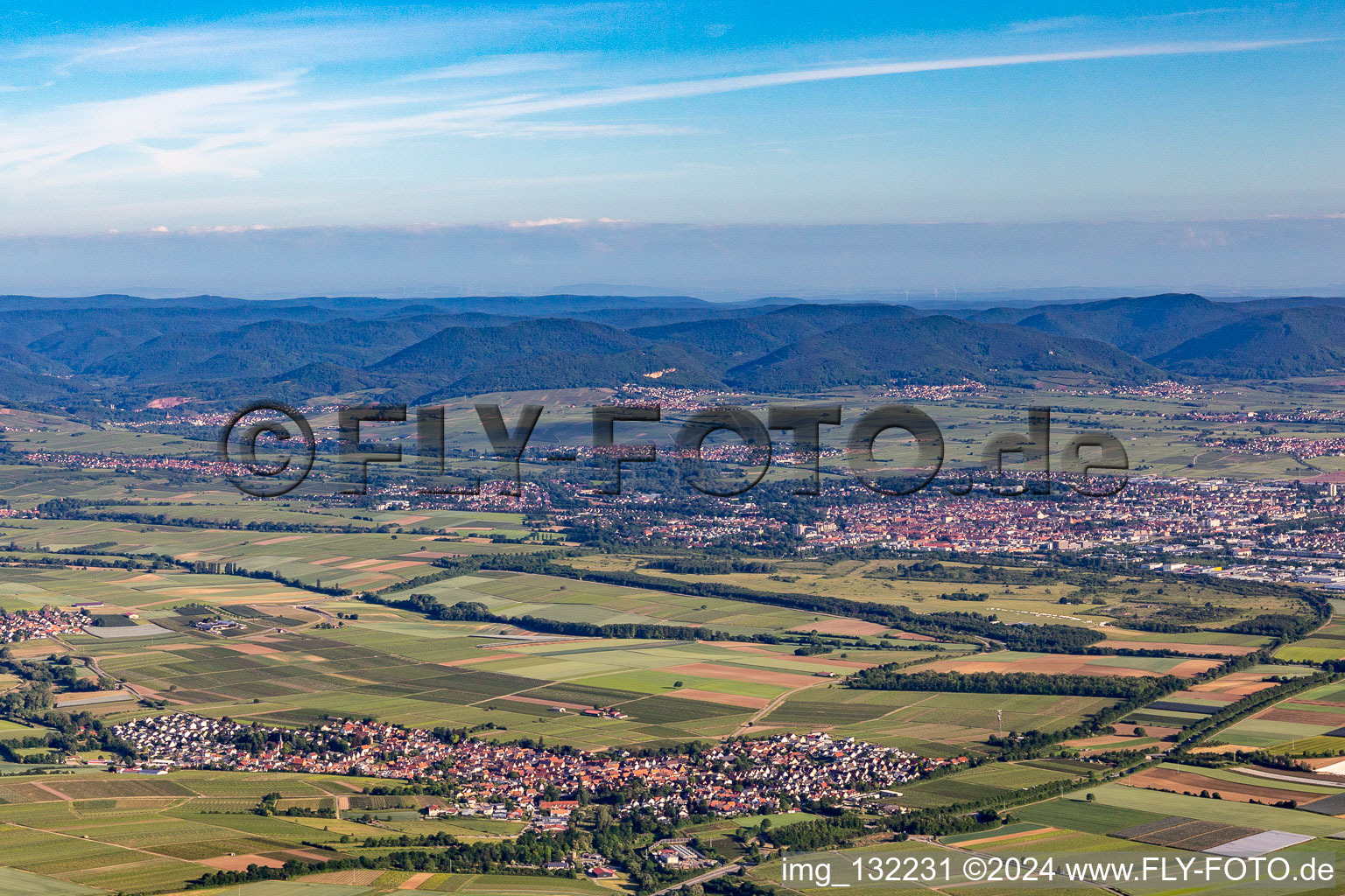 Drone image of Insheim in the state Rhineland-Palatinate, Germany