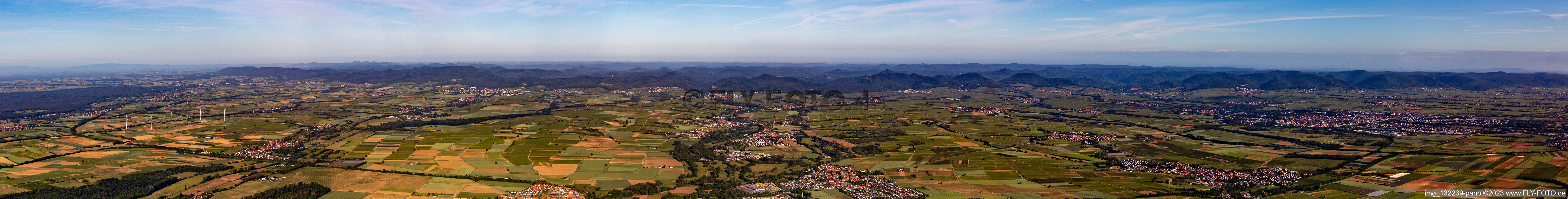 Southern Palatinate panorama from Bienwald to Landau in Steinweiler in the state Rhineland-Palatinate, Germany