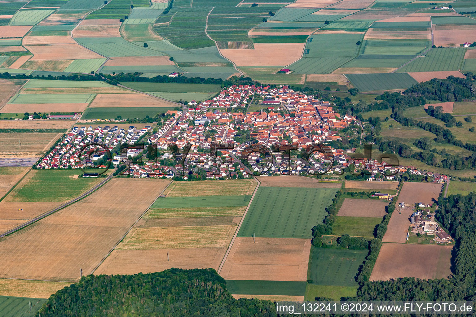 Aerial photograpy of Steinweiler in the state Rhineland-Palatinate, Germany