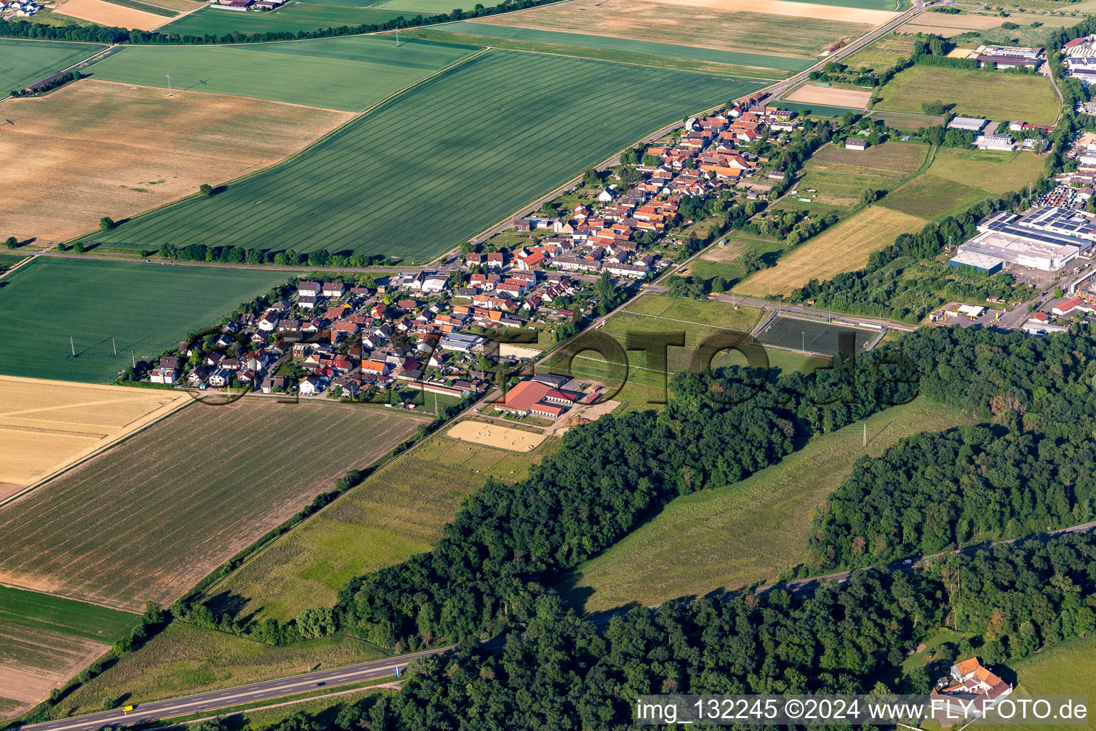 District Minderslachen in Kandel in the state Rhineland-Palatinate, Germany seen from a drone