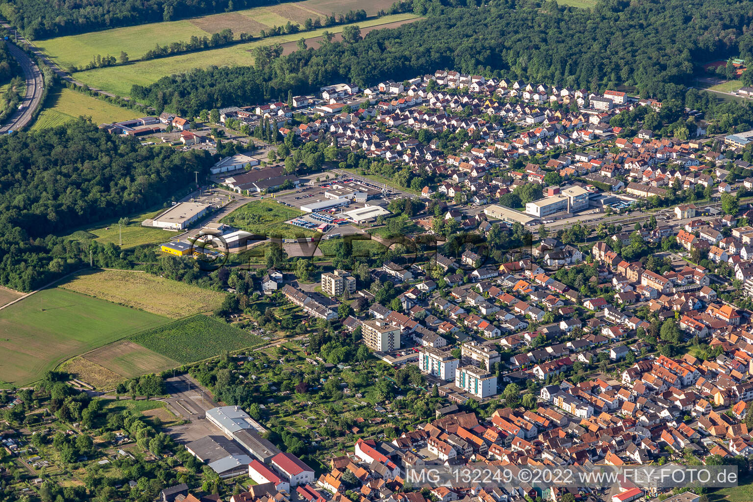 Aerial view of Garden City in Kandel in the state Rhineland-Palatinate, Germany