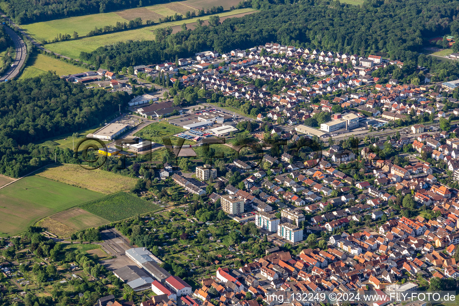 Aerial view of Garden City in Kandel in the state Rhineland-Palatinate, Germany