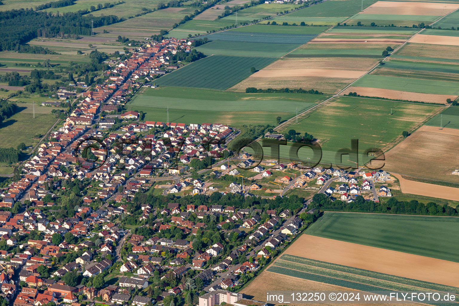 New development area K2 in Kandel in the state Rhineland-Palatinate, Germany seen from a drone