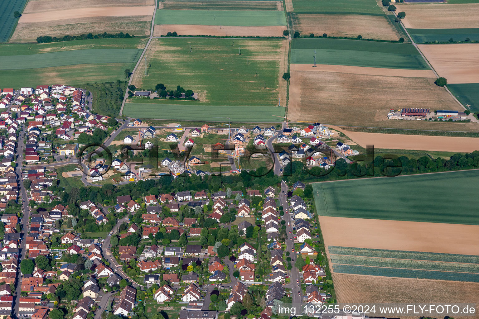 Aerial view of New development area K2 in Kandel in the state Rhineland-Palatinate, Germany