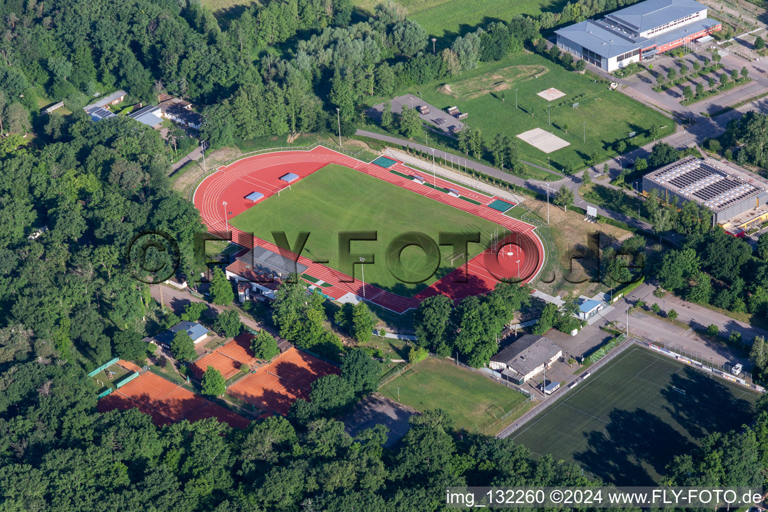 Renovated Bienwald Stadium in Kandel in the state Rhineland-Palatinate, Germany