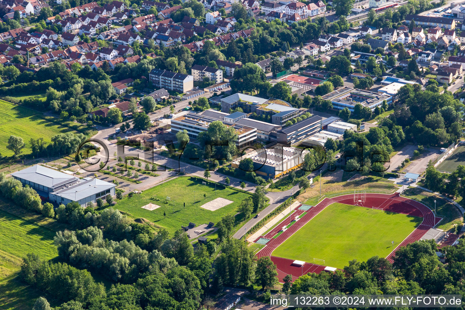 Aerial view of IGS new building in Kandel in the state Rhineland-Palatinate, Germany