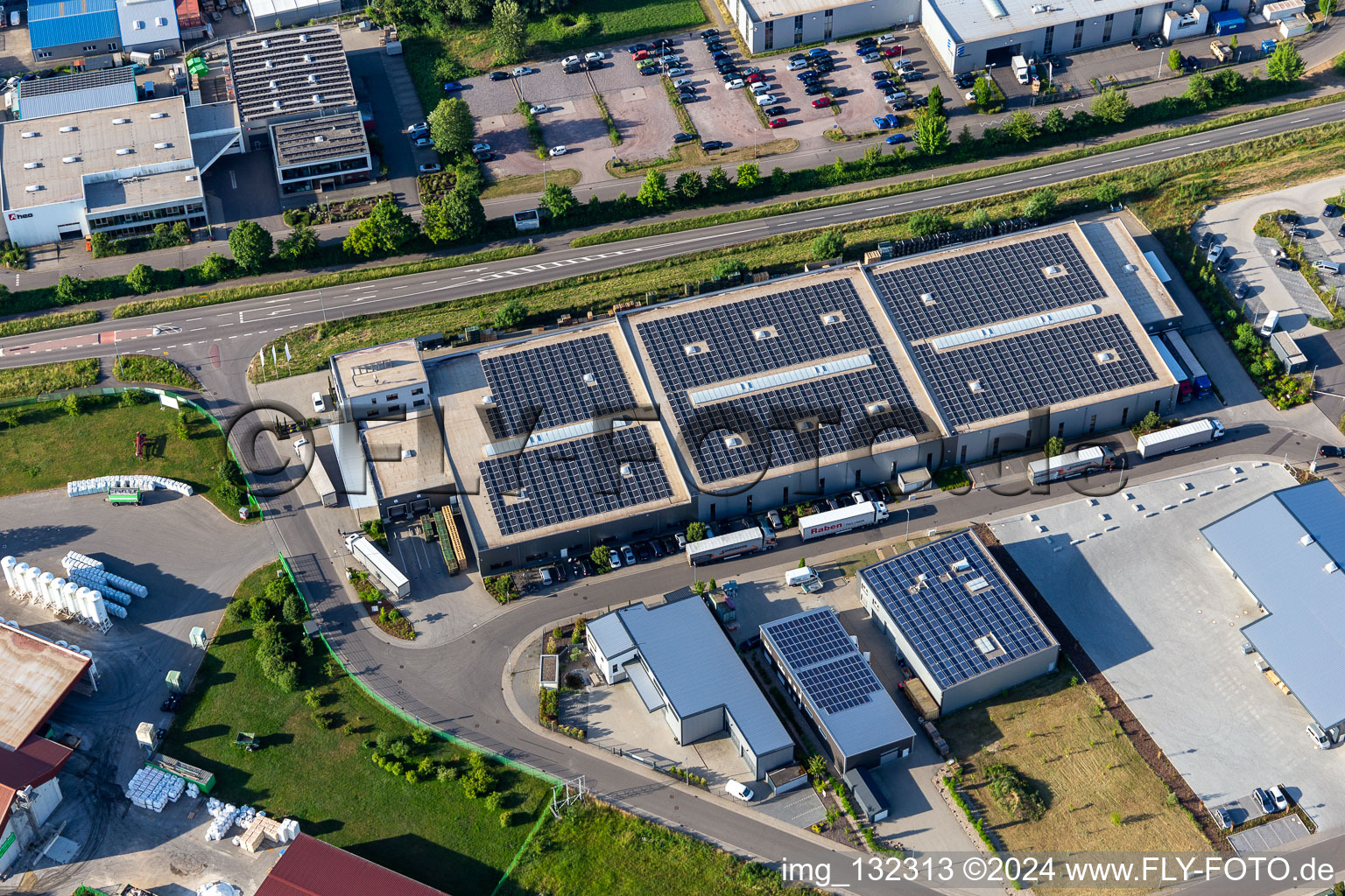 Aerial view of Transparent packaging Weber GmbH in the district Herxheim in Herxheim bei Landau in the state Rhineland-Palatinate, Germany