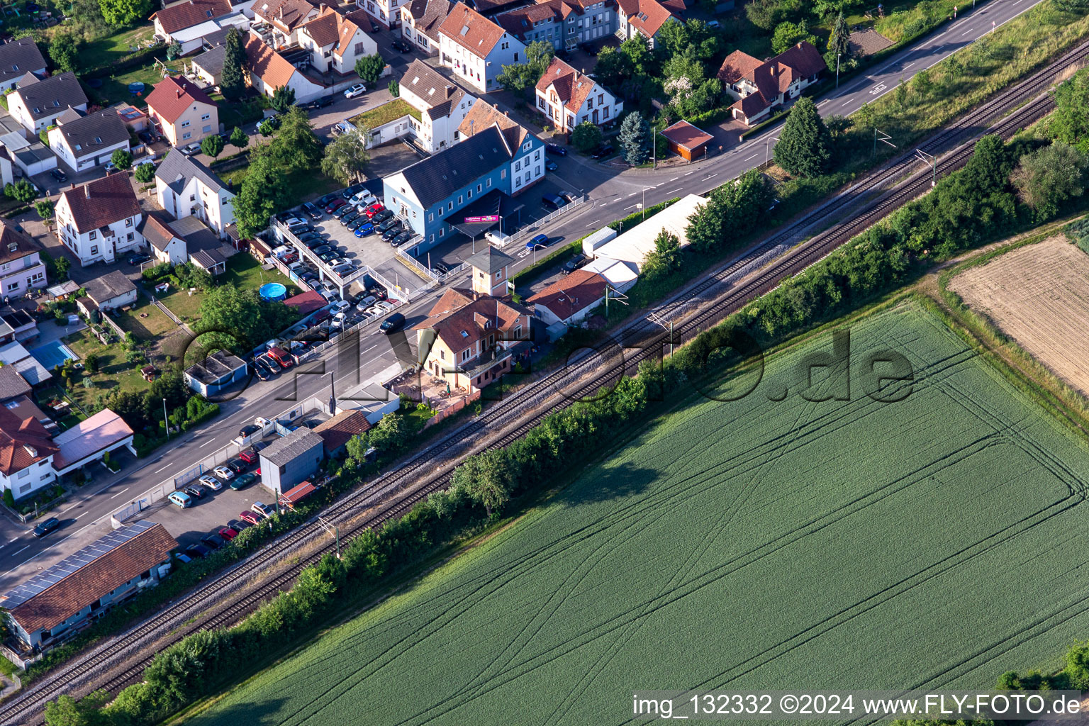 Railroad station in Rülzheim in the state Rhineland-Palatinate, Germany