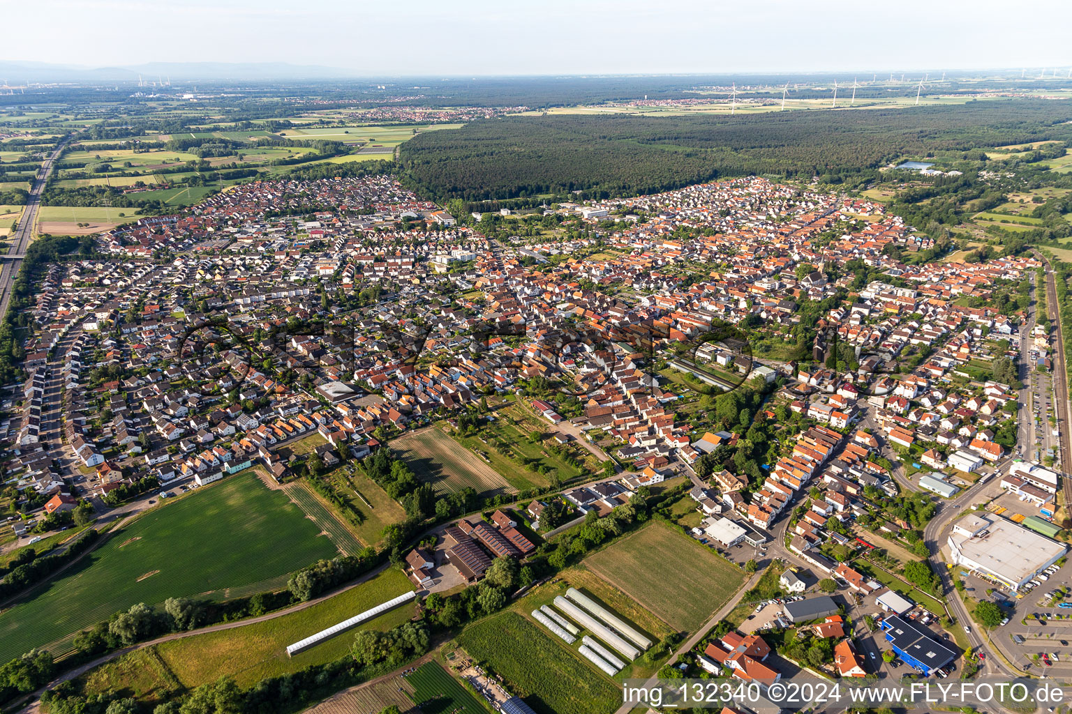 Drone recording of Rülzheim in the state Rhineland-Palatinate, Germany