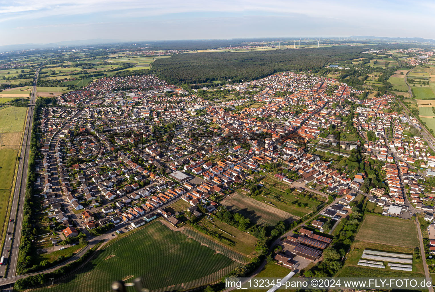 Drone image of Rülzheim in the state Rhineland-Palatinate, Germany