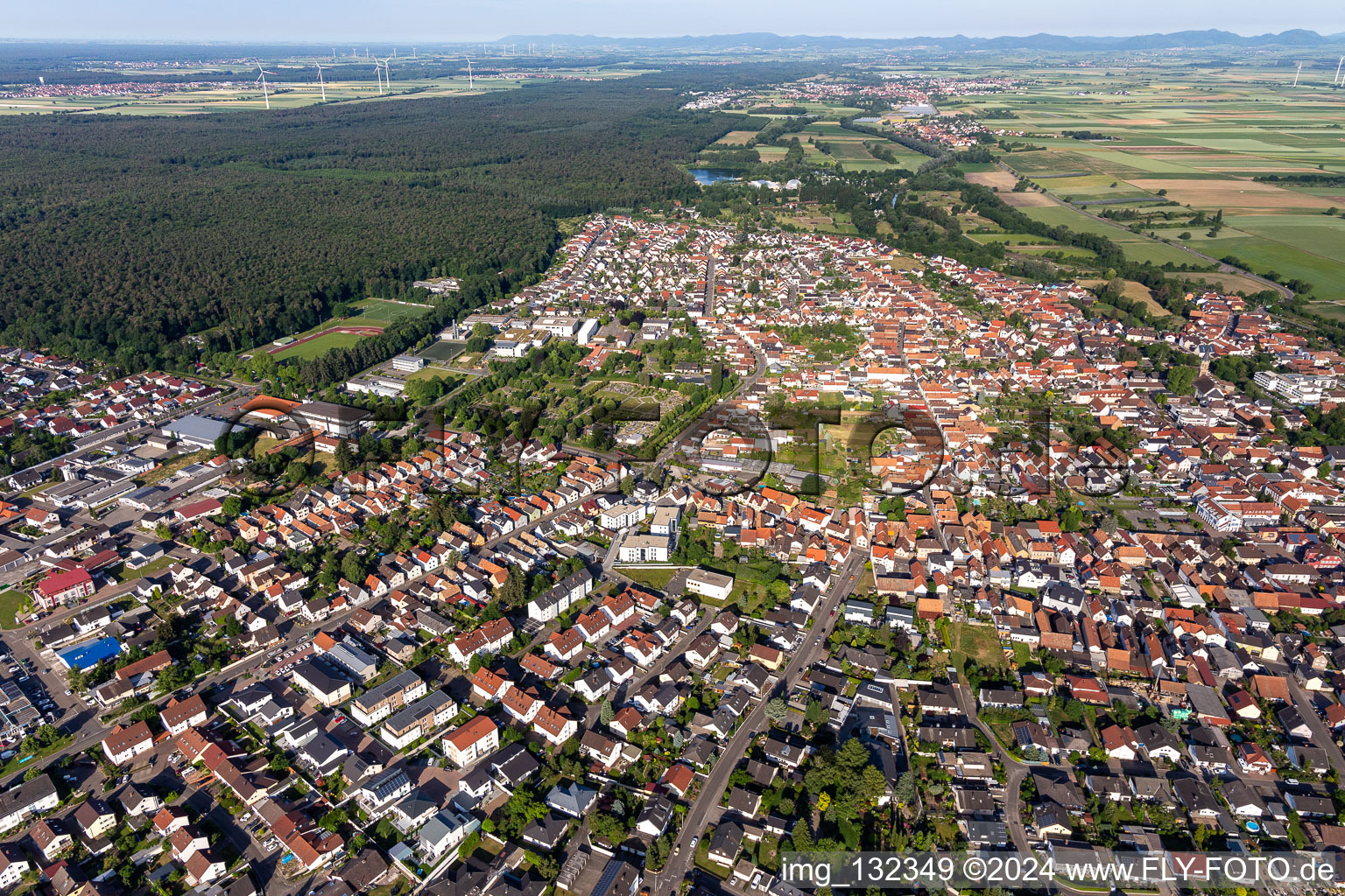 Rülzheim in the state Rhineland-Palatinate, Germany from the drone perspective