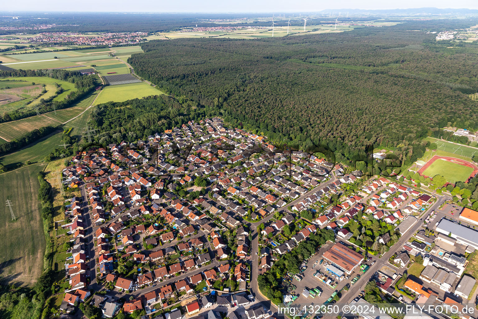 Rülzheim in the state Rhineland-Palatinate, Germany from a drone