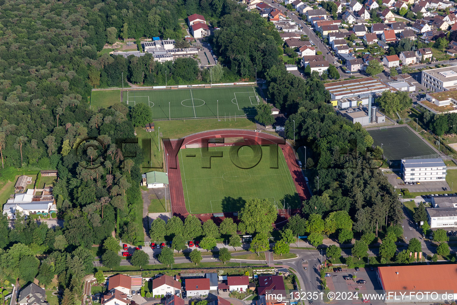 Aerial view of SV Rülzheim 1920 eV in Rülzheim in the state Rhineland-Palatinate, Germany