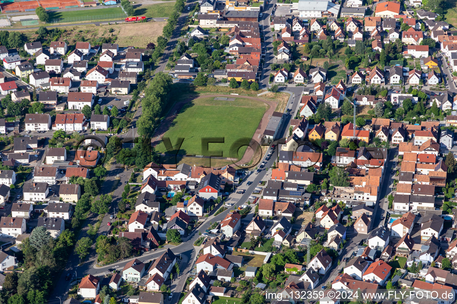 Old football pitch Rappengasse in Rheinzabern in the state Rhineland-Palatinate, Germany