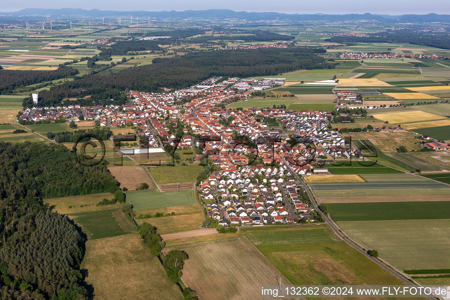 Hatzenbühl in the state Rhineland-Palatinate, Germany from above